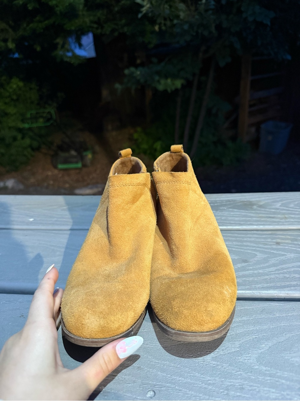 Toms Suede Chelsea Booties in Mustard